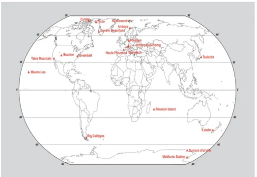 Figure 2.31 : Localisation des lidars sol NDACC   http://www.ndsc.ncep.noaa.gov 