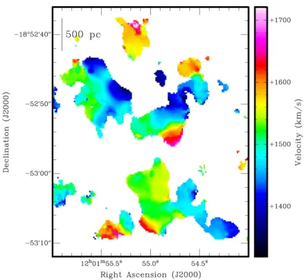 Figure 2.3: CO(3−2) velocity field of the Antennae overlap region, observed with the SMA.