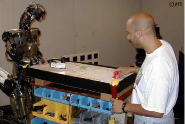 Figure 3.3 – Le robot humanoïde DB apprend à jouer en observant son adversaire (Bentivegna et Atkeson, 2002).