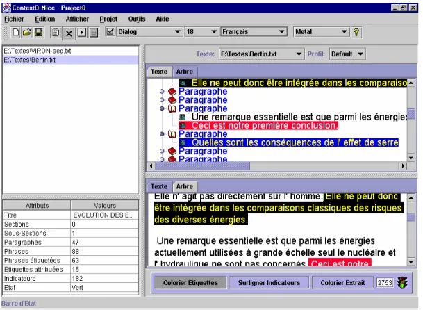 Figure 1.6 – Visualisation des étiquettes sémantiques (extrait de [Couto 2002]). 