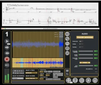 Figure 3.  Interface  de  MonoReplay  en  phase  de  jeu  pour  un  extrait  d’« Accidents/Harmoniques »