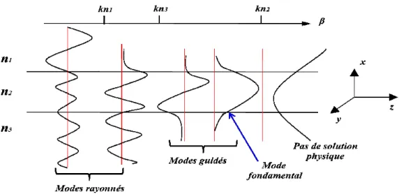 Figure 1- 4 : Différents régimes de confinement selon la valeur de la constante de propagation