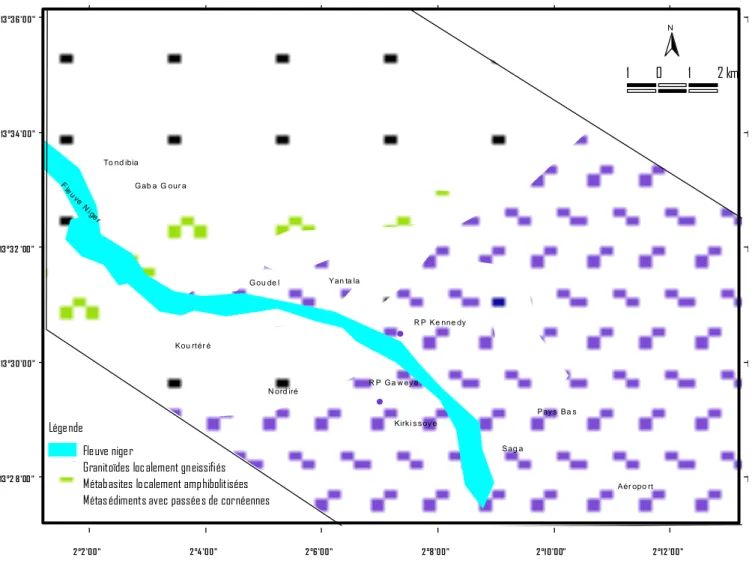 Figure II- 13 : Carte géologique de Niamey-répartition des formations de socle (Ousmane et al., 2001) 