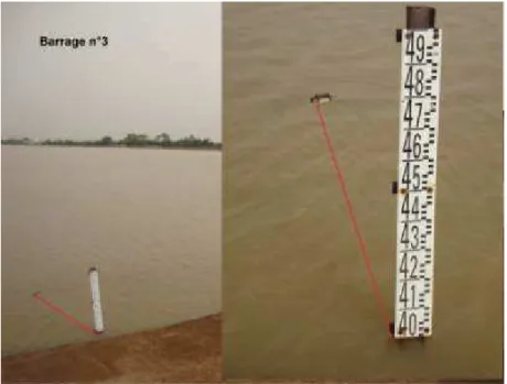 Figure 1. 3 : Photo de l’échelle de mesure de la hauteur d’eau au barrage N°  3  