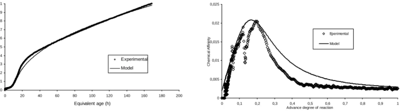 Figure 2. Evolution de l’affinité chimique endogène et du degré d’avancement de réaction  3.3