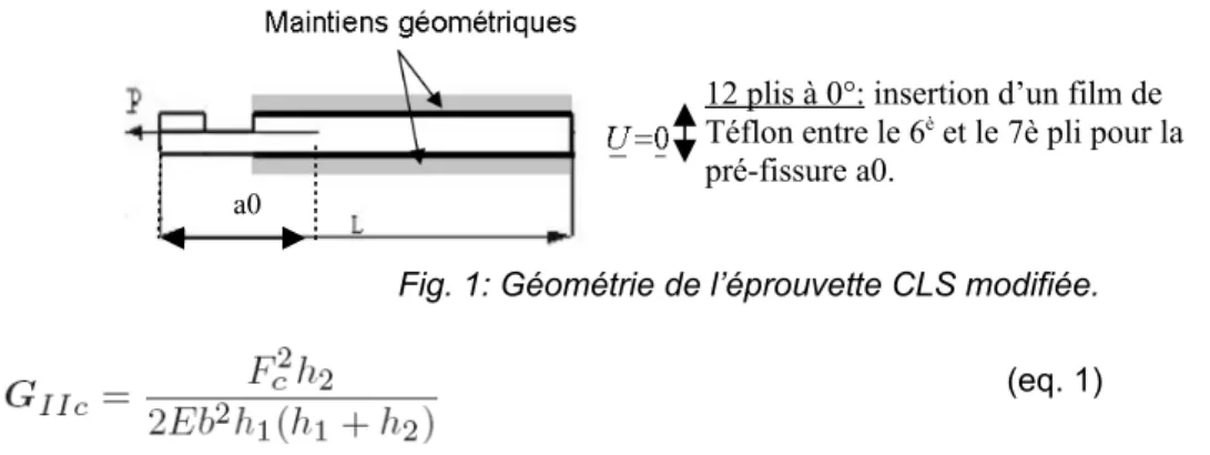 Fig. 1: Géométrie de l’éprouvette CLS modifiée.