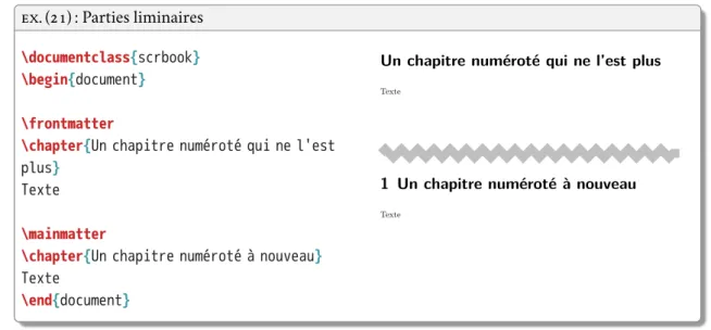 EX. 22: Table des matières