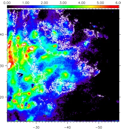 Figure 3.3: An example of the wiggles found in the CFHT data. Here we show a continuum-subtracted image of H 2 v=1-0 S(0) emission in region 5 (Fig