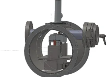 Figure 2.15 - Représentation en 3D de l'enceinte sous vide, du système optique et de la platine.