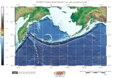 Figure 6: Topographic map and location of the Aleutian Trench