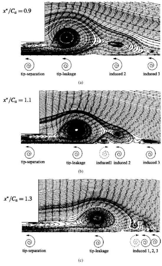Fig. 2.9 Generation and evolution of the end-wall vortical structures, observed in You et al.’s LES computation [115].