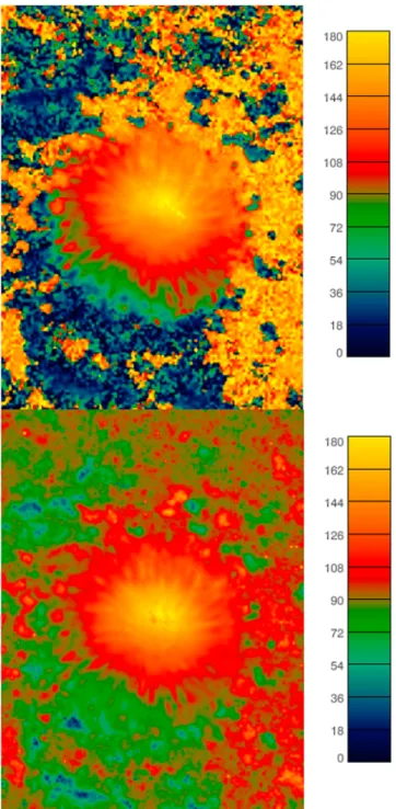Figure 1. Sunspot of NOAA 11084 observed on 2 July 2010 at 01:00 by SDO/HMI. Inclination of the magnetic ﬁeld vector with respect to the line of sight