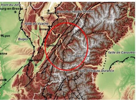 Fig. II.8 Les failles sismiques en région Rhône-Alpes - carte BRGM