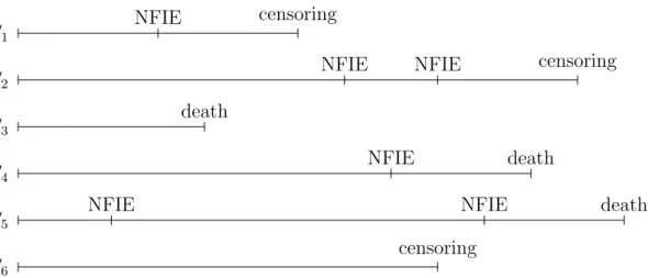 Figure 5.1: Example of data (NFIE = non-fatal ischaemic event).