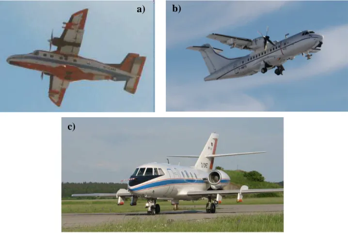 Figure II.1: Avions de recherche utilisés pour les campagnes de mesures: (a): POLAR-2 (AWI, ASTAR 2007); 