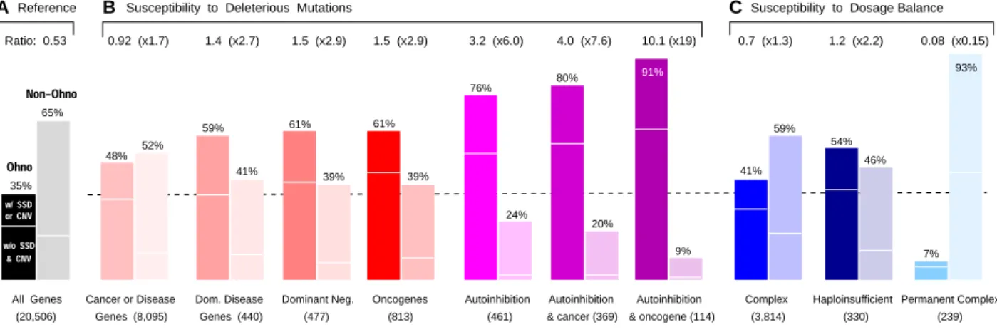 Figure 1. Prevalence of Retained Ohnologs in the Human Genome within Different Gene Classes