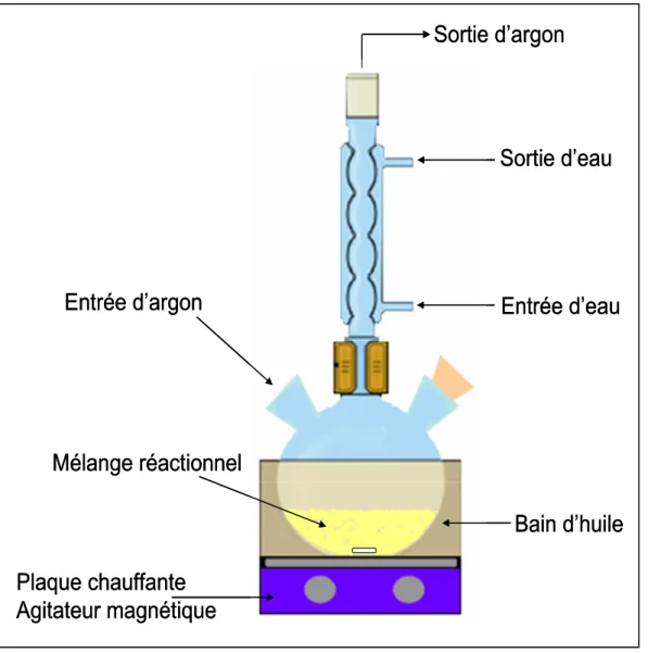 Figure II.7 : Schéma du dispositif expérimental utilisé pour  la synthèse de matériaux par  le procédé sol-gel 