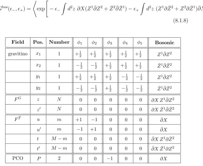 Table 8.1: Overview of the vertex contributions for the Heterotic amplitude.