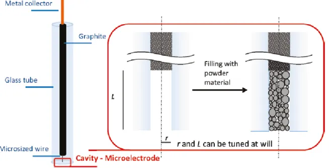 Figure  1. 26. Schéma et principe d'une microélectrode à cavité [98] 