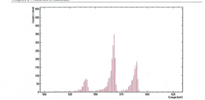 Figure 2. 23 : Exemple d'un spectre alpha obtenu pour un échantillon de sédiment prélevé dans la Scarpe.