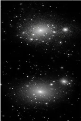 Figure 1.5: Simulations (mati` ere noire pure) d’un halo de galaxie et d’un halo d’amas.