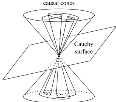 Fig. 9.1  In a theory where dierent elds have dierent causal cones, it suces that their union be embedded in a wider cone for local causality to be satised