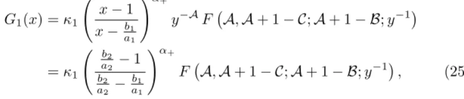 Figure 4 – Le cas o` u a 1 = 3,2. Comparaison des formules (25) [petits cercles]