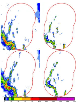 Figure 1 compares PANTHERE to X-BAND images (the legend gives the color code used to express the rain rate in mm/h): X-BAND images are more  pre-cise but the PANTHERE domain is larger.
