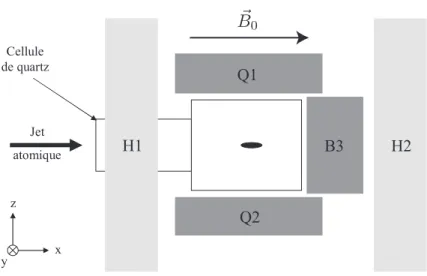Figure 2.6 – Dispositif expérimental : bobines utilisées pour le piège magnéto-optique et le piège magnétostatique.