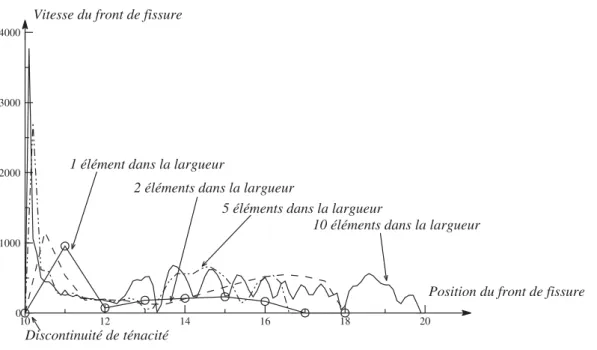 Figure 3. Evolution des vitesses de fissuration en fontion de (t) pour différents maillages