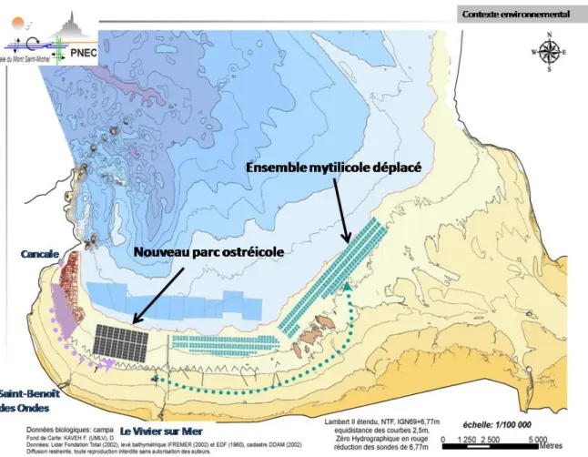 Figure II.1: Restructuration conchylicole dans la Baie du Mont Saint-Michel (PNEC  Baie du Mont Saint-Michel) 