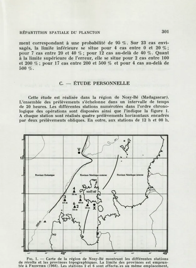 FIG.   1.  —  Carte  de  la  région  de  Nosy-Bé  montrant  les  différentes  stations  de  récolte  et  les  provinces  topographiques