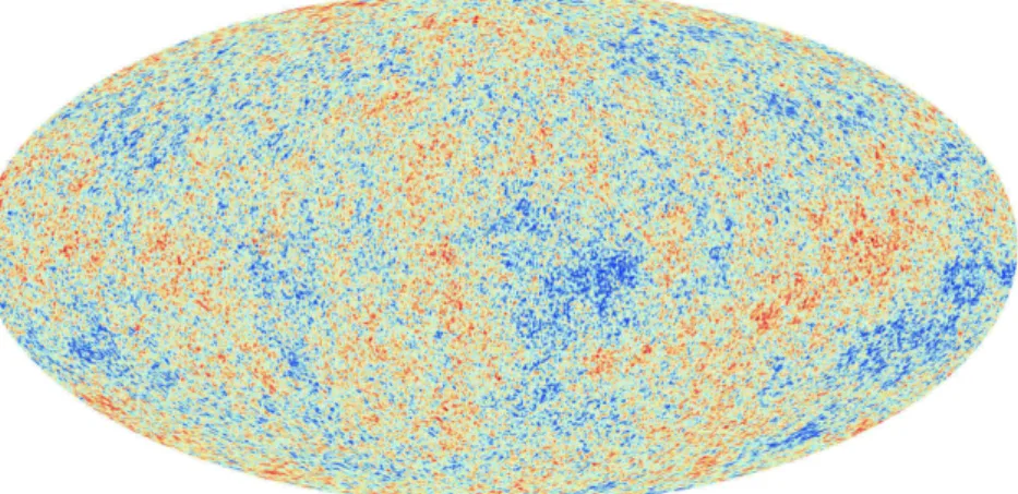 Figure 1.4 – Les fl uctuations du CMB vues par le satellite Planck. Image ESA