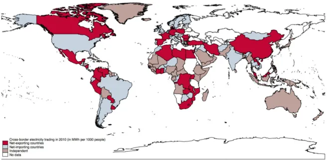 Figure 1.1 – Net electricity import across countries.