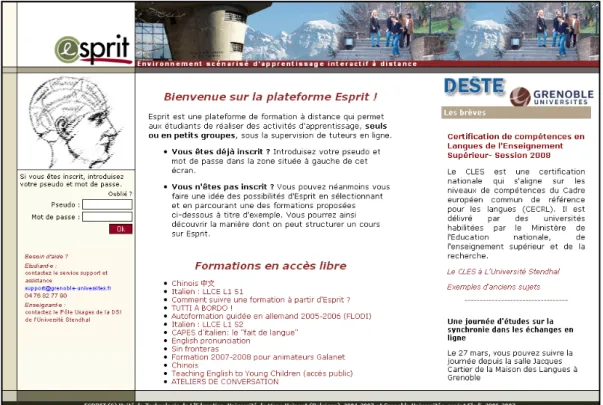 Figure 4.   Page d’accueil d’Esprit  