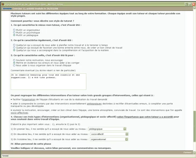 Figure 9.   Questionnaire en ligne (exemple) 