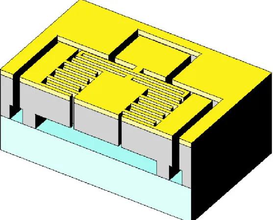 Figure 41 : Vue 3D d’une coupe de la structure en silicium 