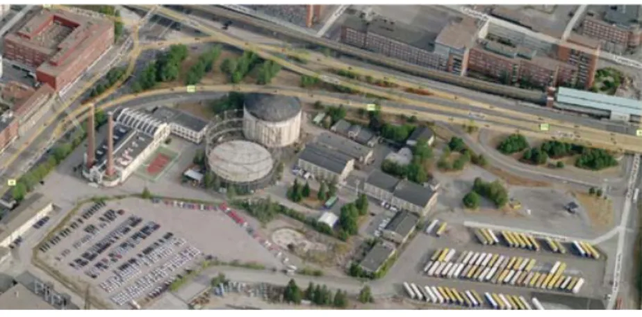 Figure 11 Bird's eye view of the Suvilahti power plant in Kalasatama, Helsinki 