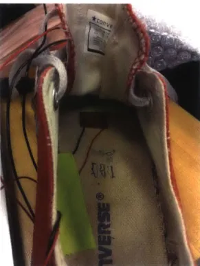 Figure  2-2:  d33  type  PZT  energy  harvester  secured  inside  the  shoe  under  the  ball  of the  foot