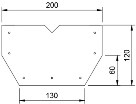 Figure 2-3: Cross-section of Parallel Midbody (dimensions in millimeters). The seven holes around the perimeter are for M3 size bolts to connect modules together