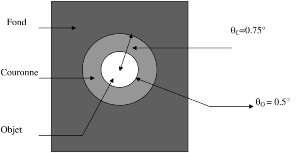 Figure 1.18 – Repr´esentation 2D de l’image fov´eale dans le mod`ele de Moon- Moon-Spencer.