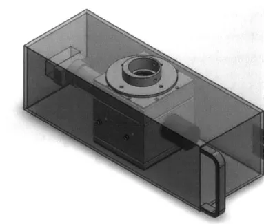 Figure  5-2: 3D  model.  Shows  an  acrylic  box  equipped  with  an  optic  fixture  and enclosing  an  inner  SVA  prototype.