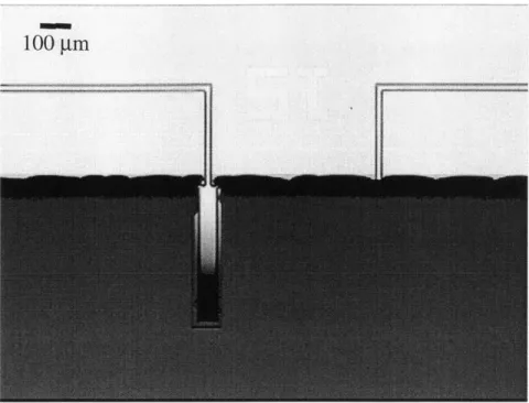 Figure  3-9:  Optical  micrograph  showing details  of  typical  breakage  scenario.  Devices  were  weak- weak-ened  by  over  etch