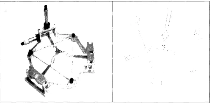 Figure 1.5: (left) photograph of Korb's 3-D HexFlex. (right) 2D shape of the mechanism.