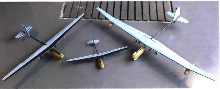 Figure  2.15  shows  the three  completed  aircraft,  and  Figure  2.16  highlights  the  wing  mold  commonality used  on  the  A  and  B  aircraft.