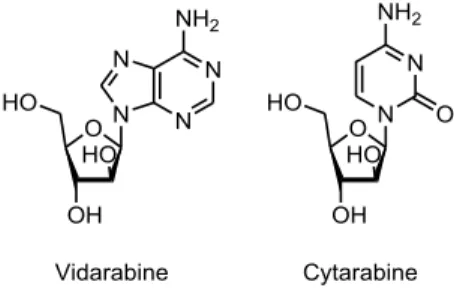 Figure 4 : Deux médicaments dérivés de molécules extraites de Techtytethya crypta 