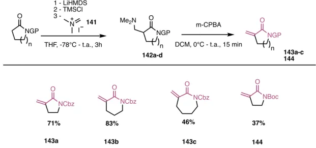 Table 3 - Synthèse de lactames N-Cbz et N-Boc  a -méthylés 