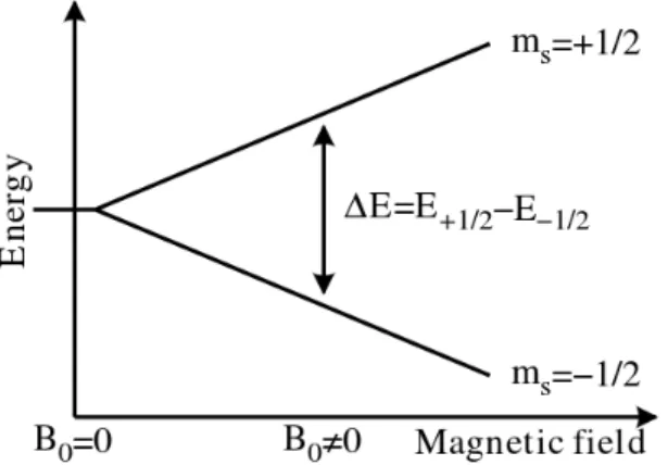 Figure 2-3: Magnetic field vs. Energy for free electrons [7]