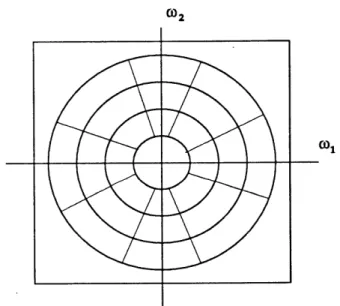 Figure  3-3:  Illustration  of  the  spectral  decomposition  performed  by  the  steerable  pyramid (adopted  from  [31]).