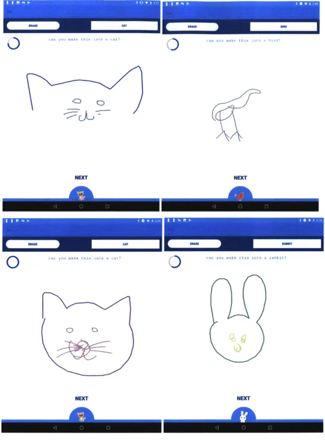 Figure 14.  Example  of drawings started by the child and completed by the robot